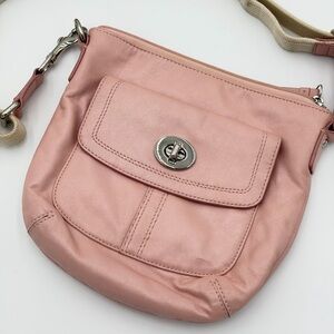 Light Pink Coach Crossbody Bag With Canvas Strap